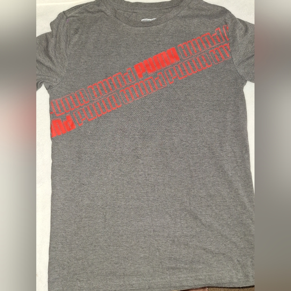 Puma Kids Gray Tee with Red Graphic